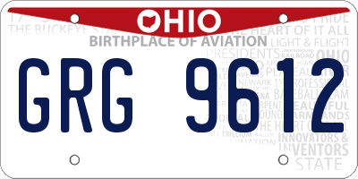 OH license plate GRG9612