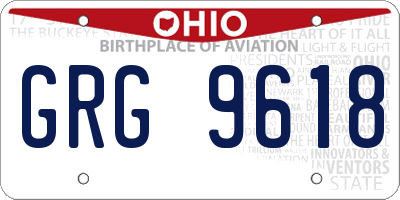 OH license plate GRG9618