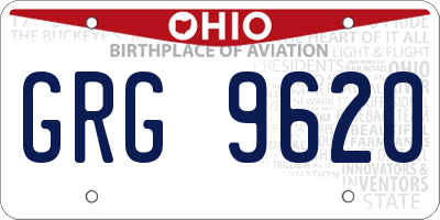 OH license plate GRG9620