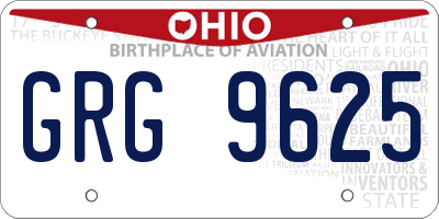 OH license plate GRG9625