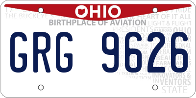 OH license plate GRG9626