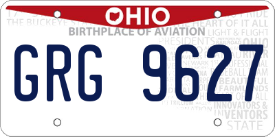 OH license plate GRG9627