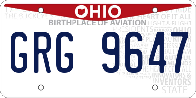 OH license plate GRG9647