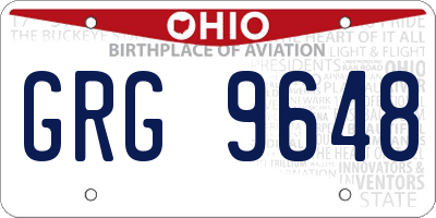 OH license plate GRG9648