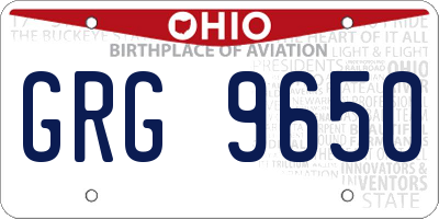 OH license plate GRG9650