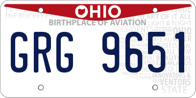 OH license plate GRG9651