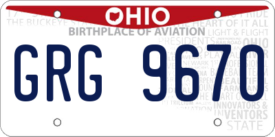 OH license plate GRG9670