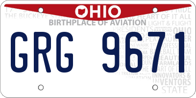 OH license plate GRG9671
