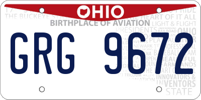 OH license plate GRG9672