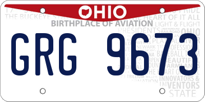 OH license plate GRG9673