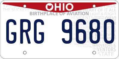 OH license plate GRG9680