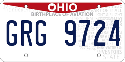 OH license plate GRG9724