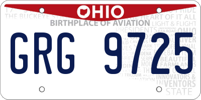OH license plate GRG9725