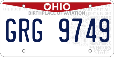OH license plate GRG9749