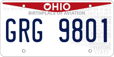 OH license plate GRG9801