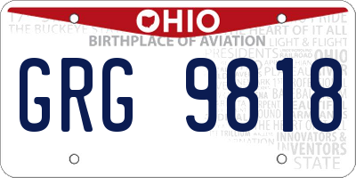 OH license plate GRG9818