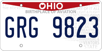 OH license plate GRG9823