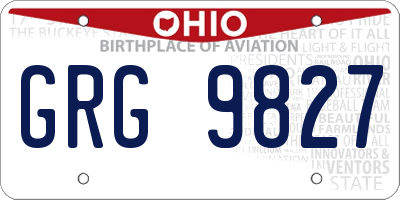 OH license plate GRG9827