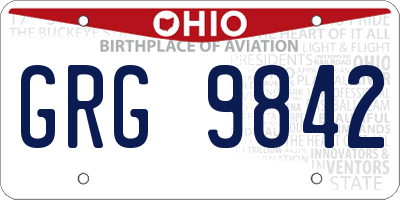 OH license plate GRG9842