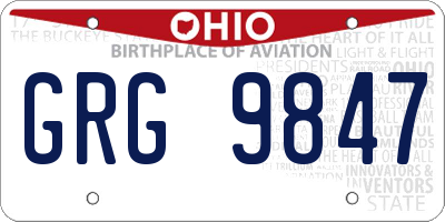 OH license plate GRG9847