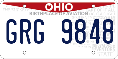 OH license plate GRG9848