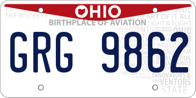 OH license plate GRG9862