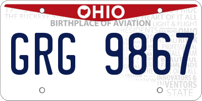 OH license plate GRG9867