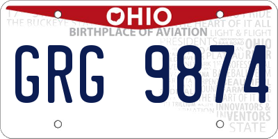 OH license plate GRG9874