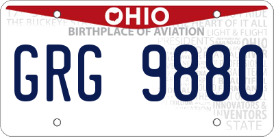 OH license plate GRG9880