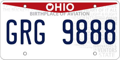 OH license plate GRG9888