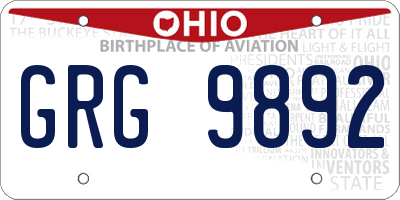 OH license plate GRG9892