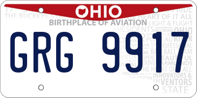 OH license plate GRG9917
