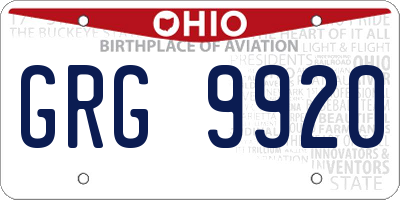OH license plate GRG9920