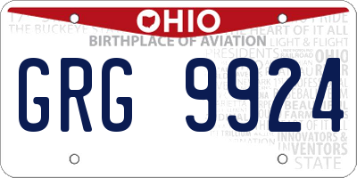 OH license plate GRG9924
