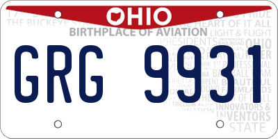 OH license plate GRG9931