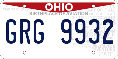 OH license plate GRG9932