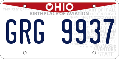 OH license plate GRG9937