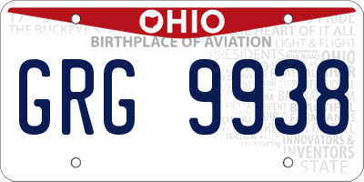 OH license plate GRG9938