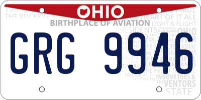 OH license plate GRG9946
