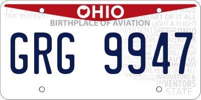 OH license plate GRG9947