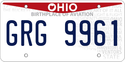 OH license plate GRG9961