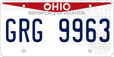 OH license plate GRG9963