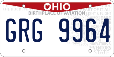 OH license plate GRG9964