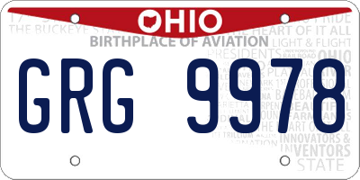 OH license plate GRG9978
