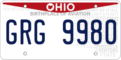 OH license plate GRG9980