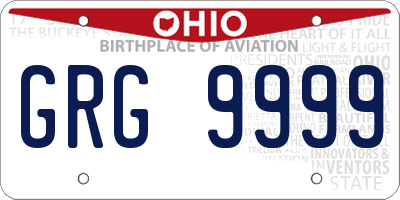 OH license plate GRG9999
