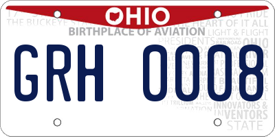 OH license plate GRH0008