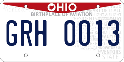 OH license plate GRH0013