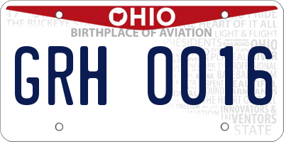 OH license plate GRH0016