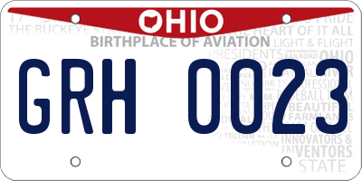 OH license plate GRH0023